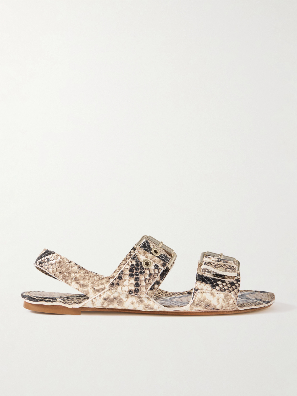 Jamie Haller The Double Buckle Snake-effect Leather Sandals In Multi