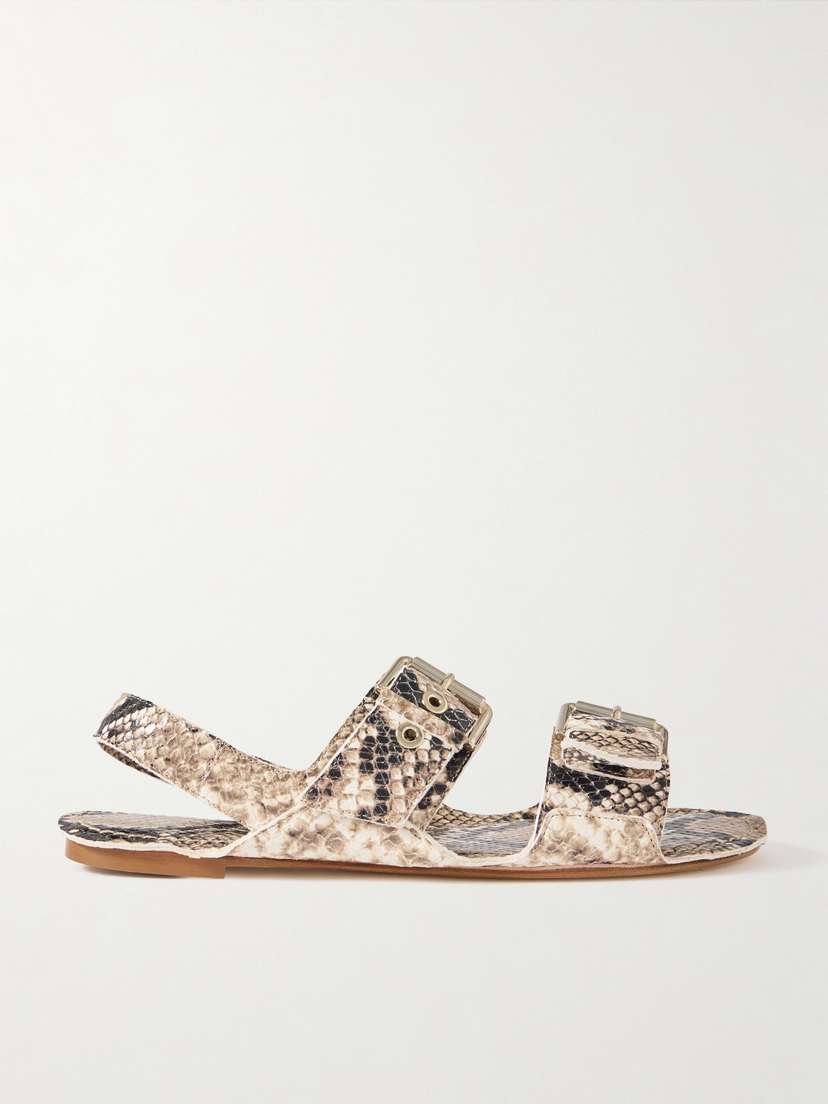 Jamie Haller The Double Buckle Snake-effect Leather Sandals