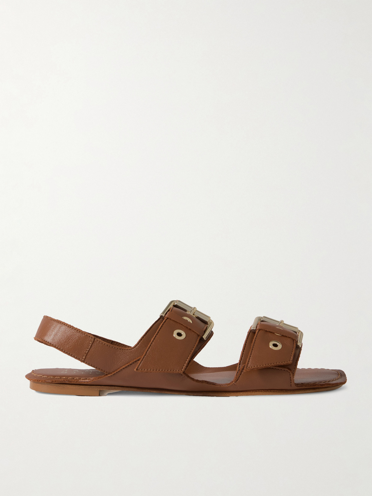 Jamie Haller The Double Buckle Leather Sandals In Brown