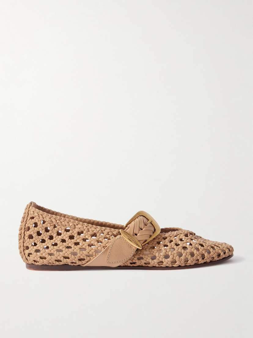 Zimmermann Alchemy Woven Leather Mary Jane Ballet Flats