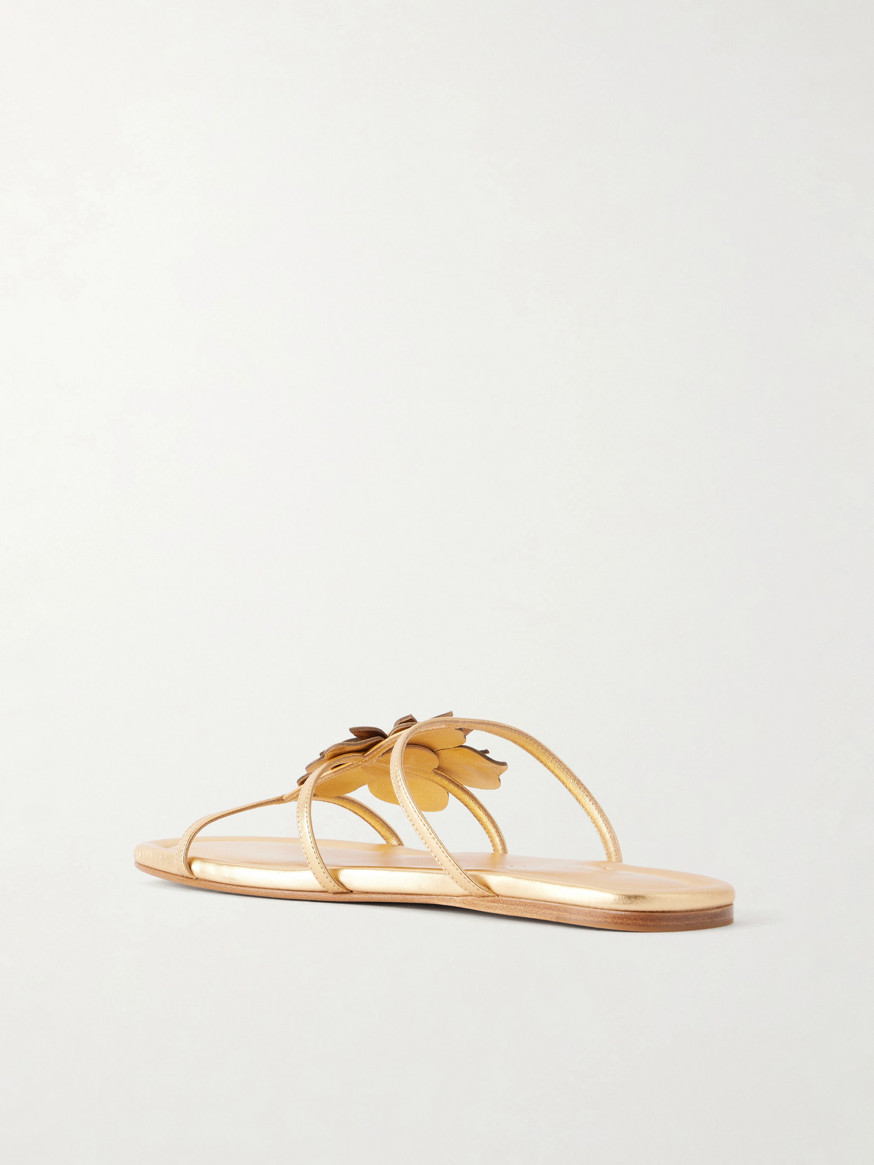 Embellished Metallic Leather Sandals