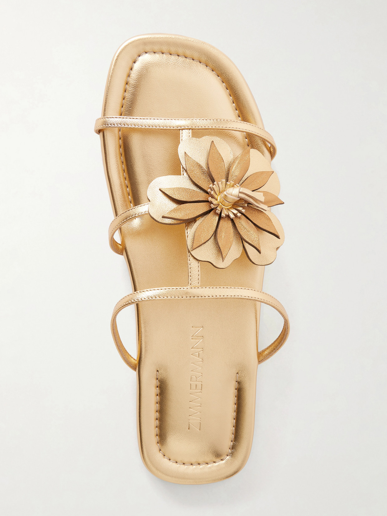 Embellished Metallic Leather Sandals