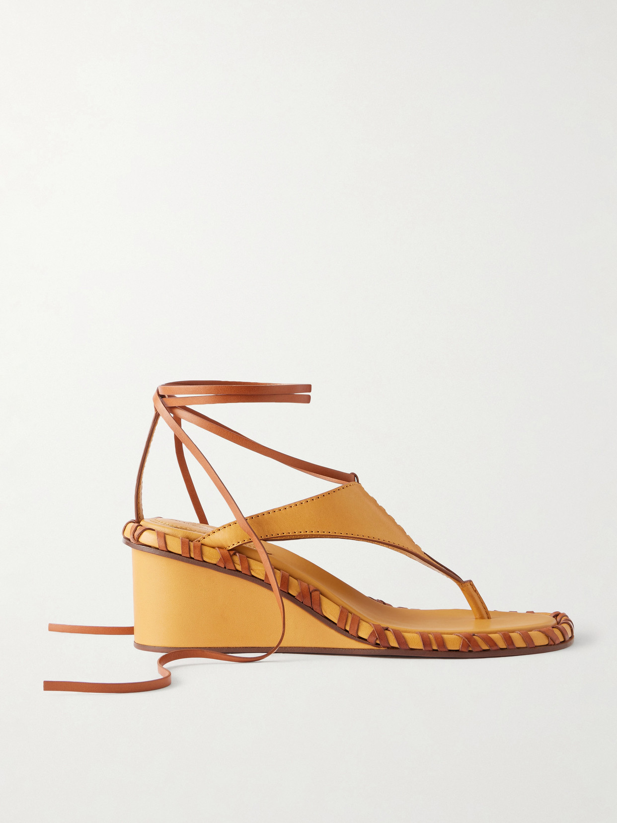 Zimmermann Alchemy Leather Wedge Thong Sandals In Yellow