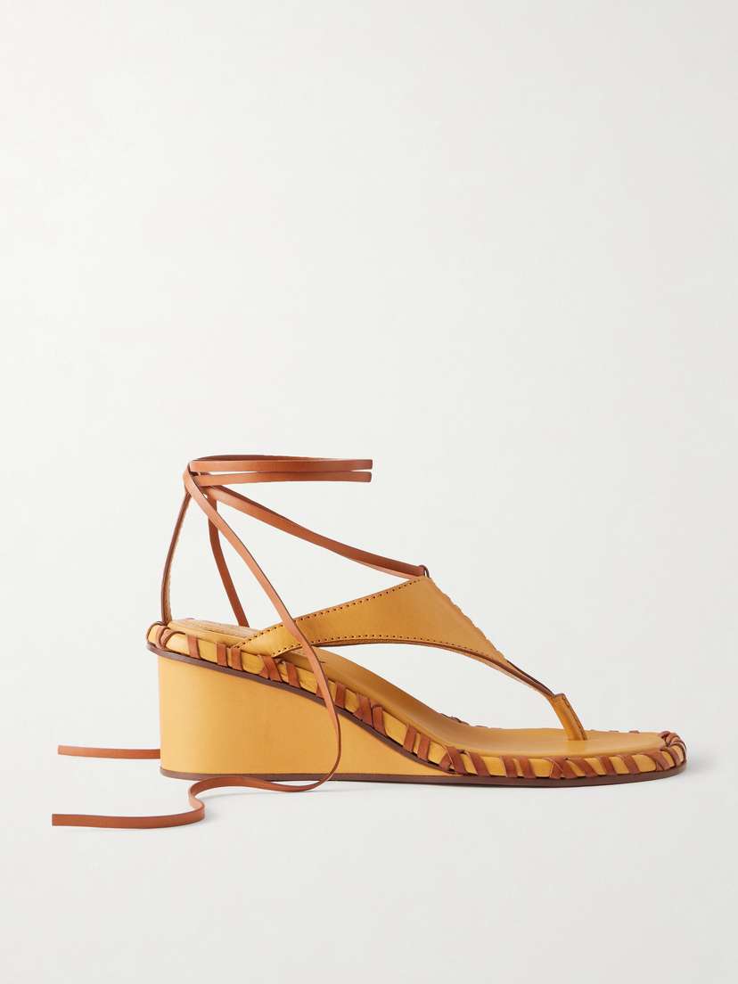Zimmermann Alchemy Leather Wedge Thong Sandals