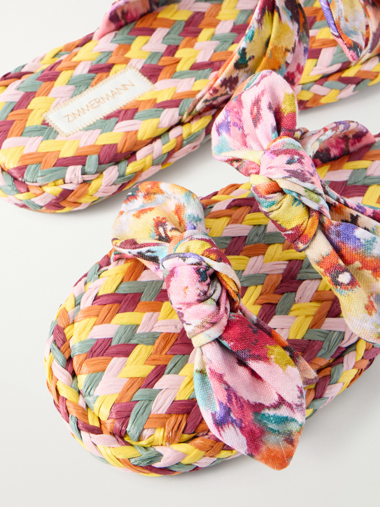 Zimmermann Carousel Printed Raffia Sliders In Multi