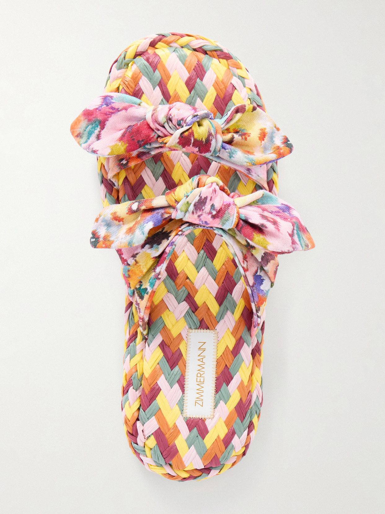 Zimmermann Carousel Printed Raffia Sliders In Multi
