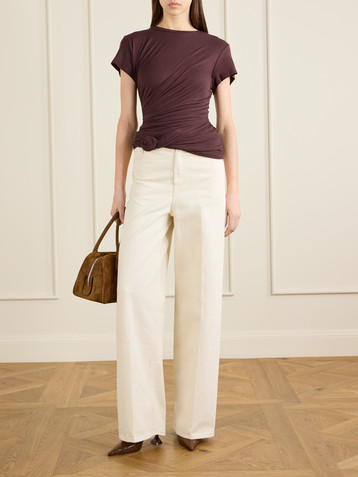 Magda Butrym Gathered cotton-blend T-shirt