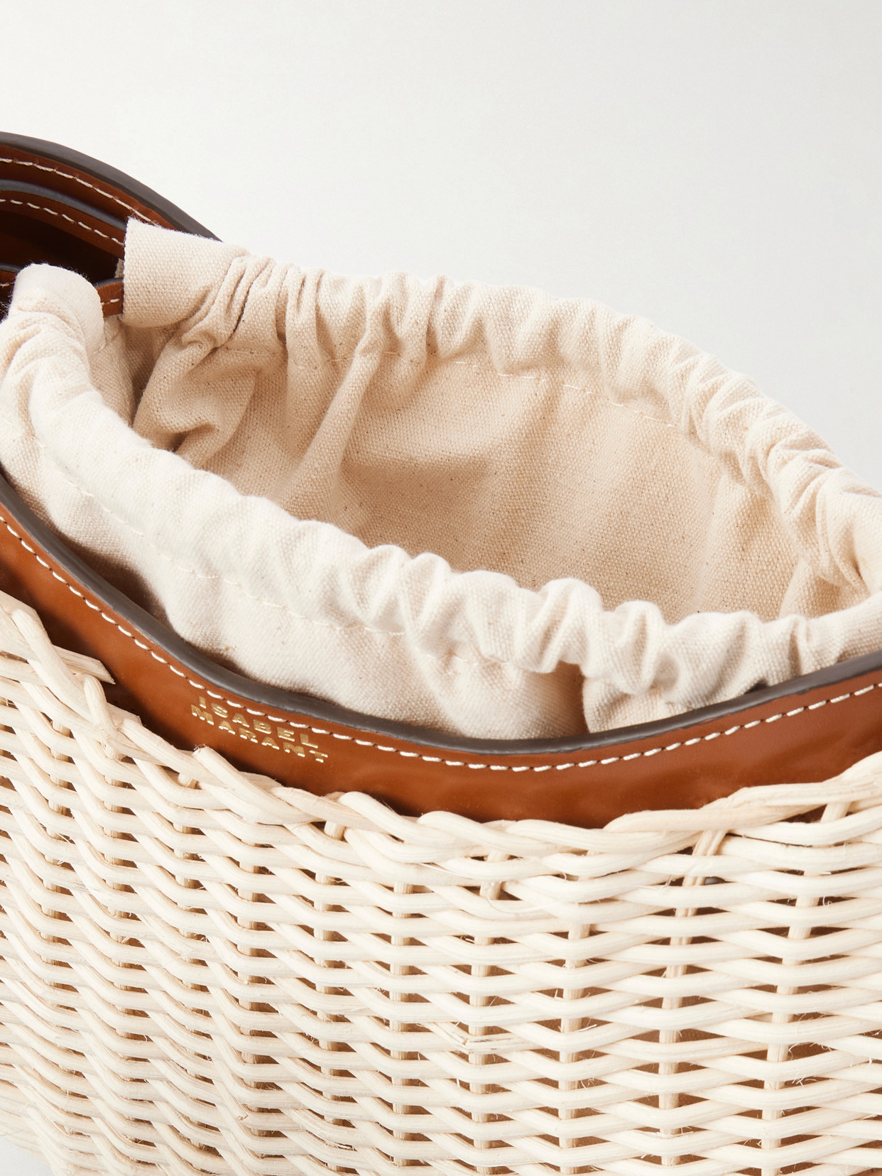 Oskan Wicker Leather-Trimmed Wicker Shoulder Bag