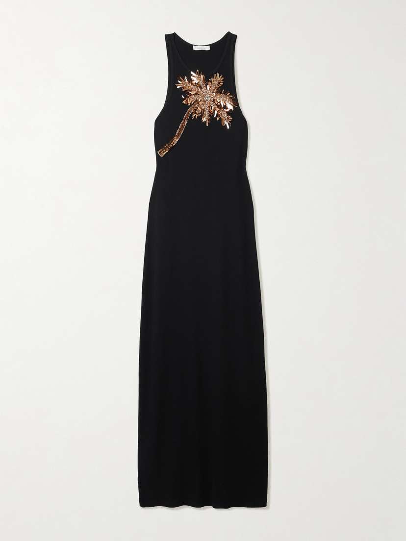 Rabanne Embellished Stretch-cotton Jersey Midi Dress