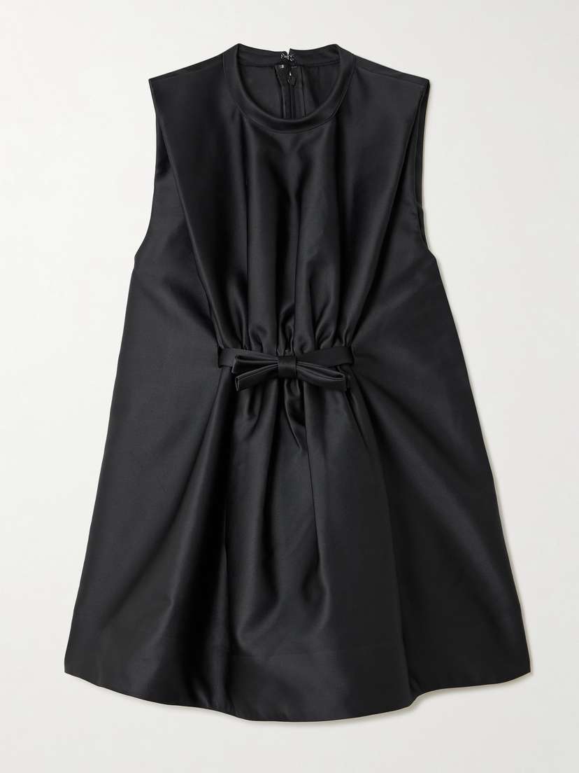 Rabanne Bow-detailed Gathered Mikado Mini Dress