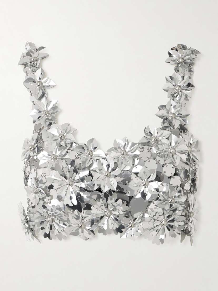 Rabanne Cropped Embellished Chainmail Top