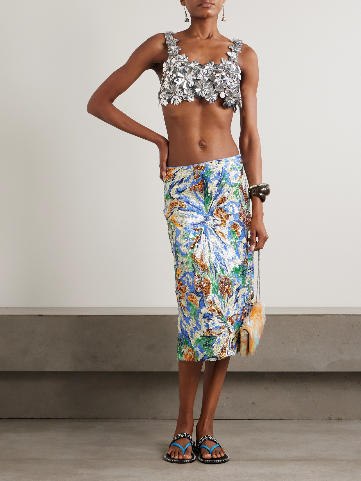 Cropped Embellished Chainmail Top