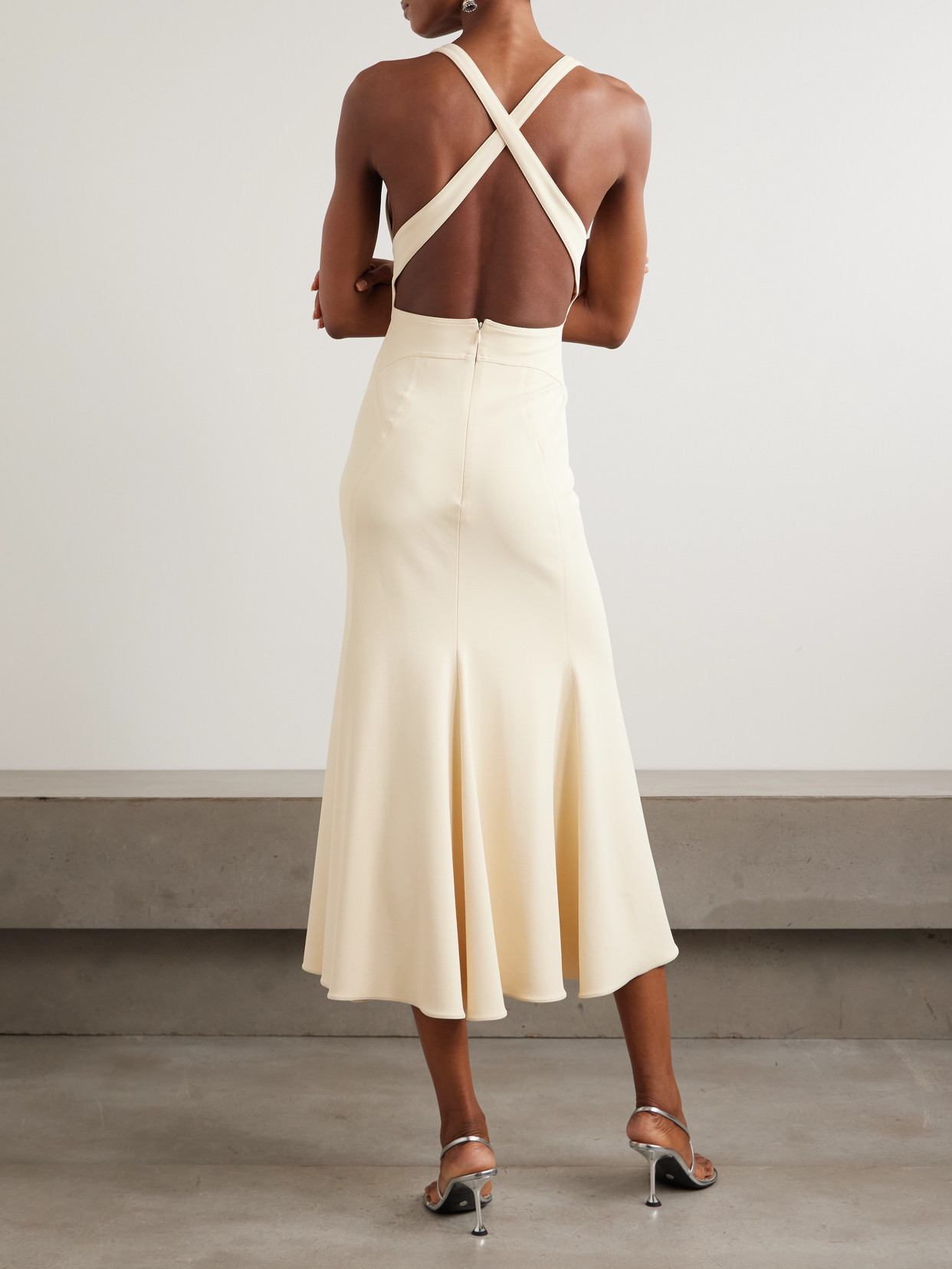 Cutout Crepe Midi Dress