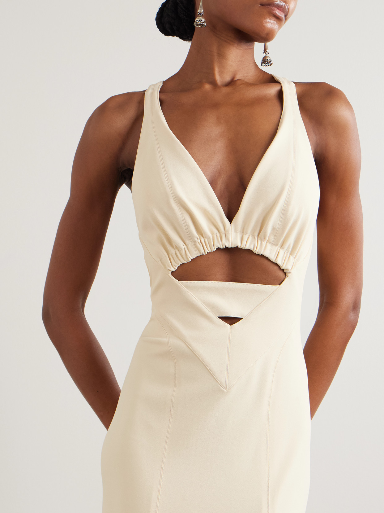 Cutout Crepe Midi Dress