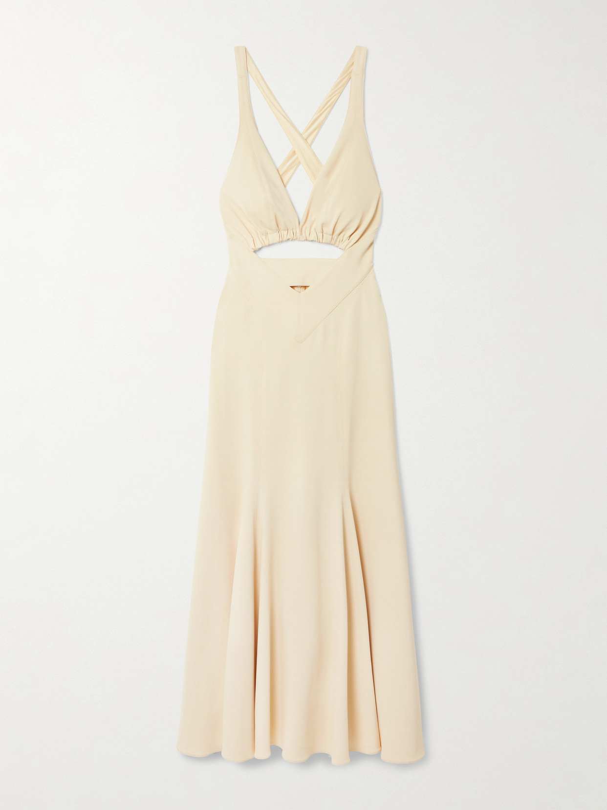 Rabanne Cutout Crepe Midi Dress In Sand