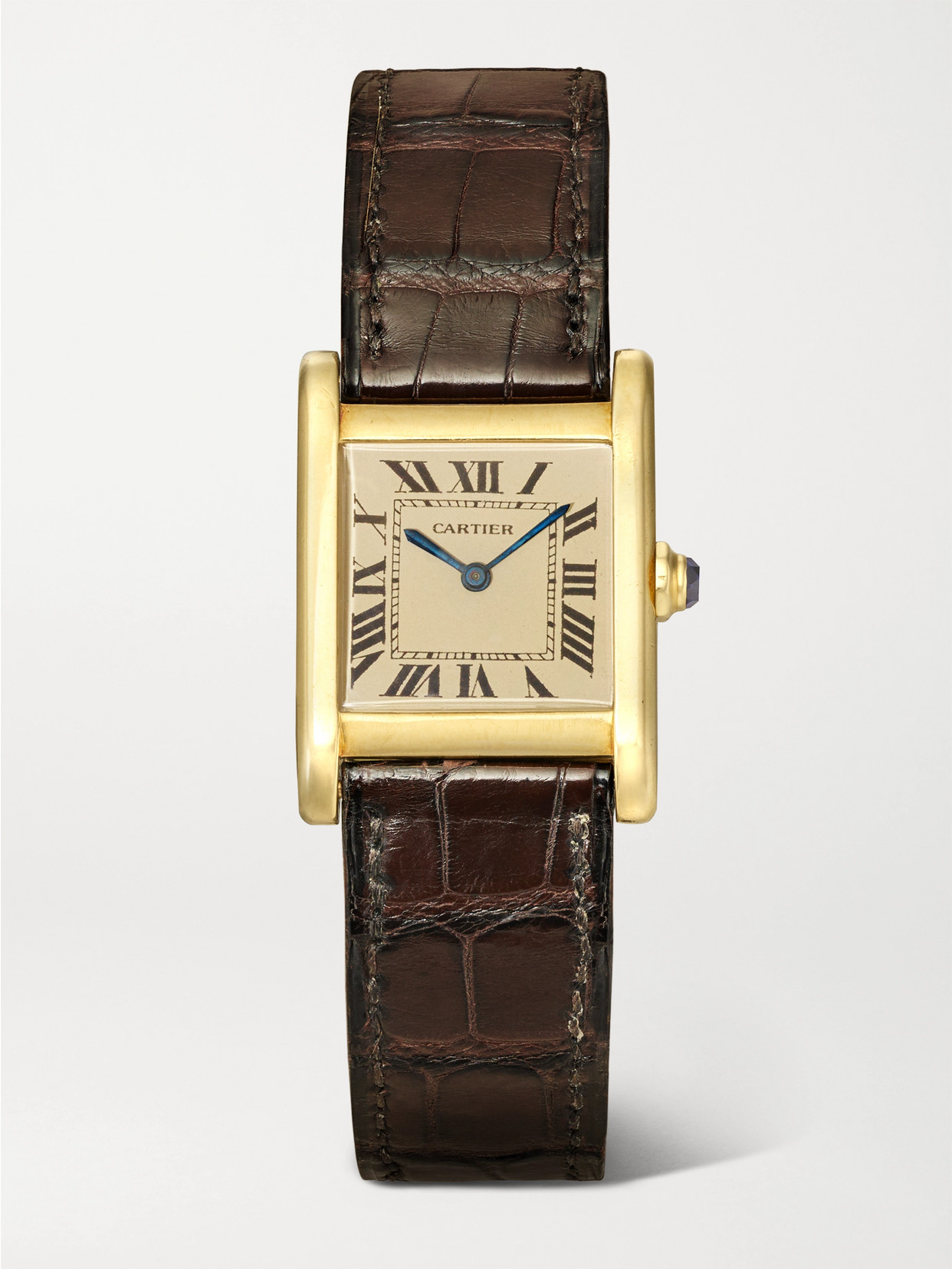 Wind Vintage Cartier Tank Normale 23mm 18-karat Gold And Alligator Watch