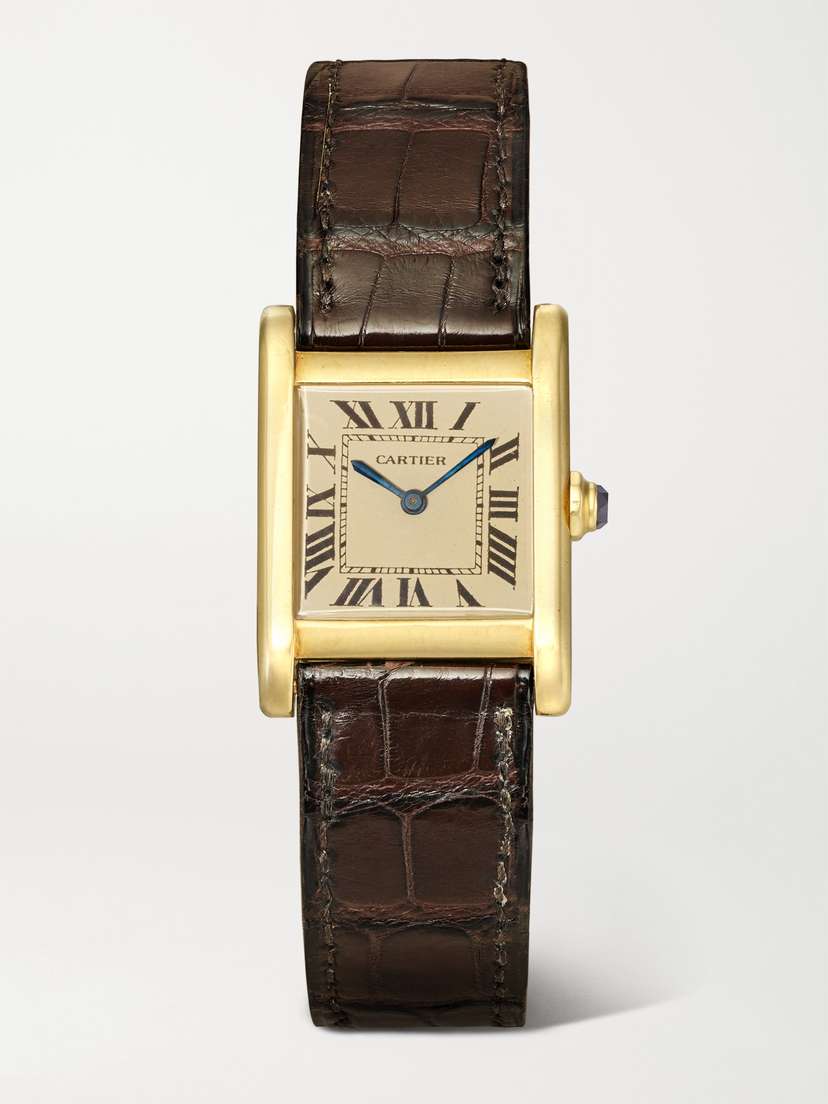 Wind Vintage Pre-owned Cartier Tank Normale 23mm 18-karat Gold And Alligator Watch