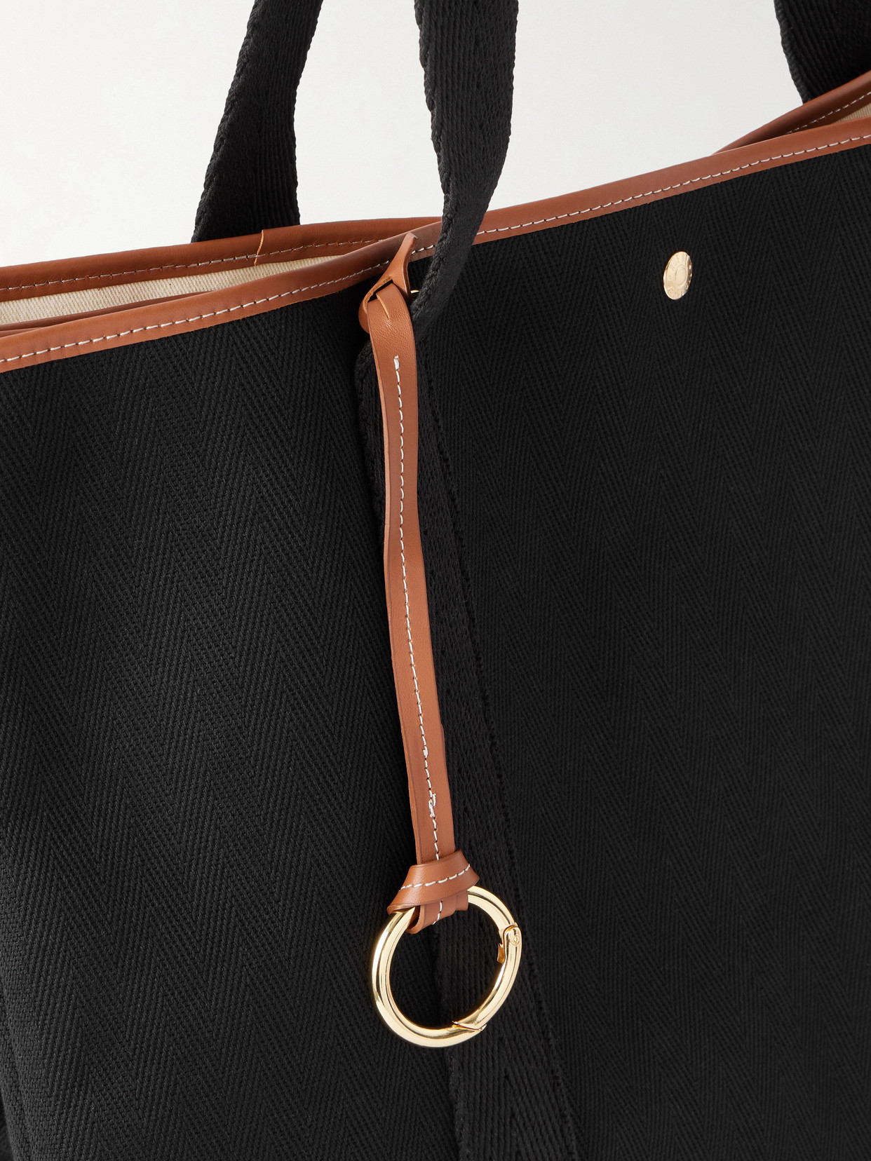 Traversée Large Leather-Trimmed Herringbone Canvas Tote