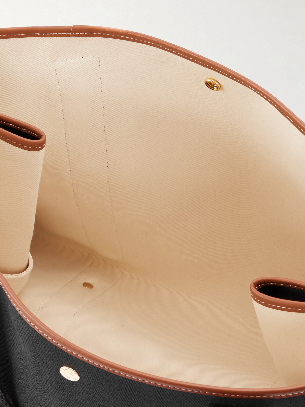 Traversée Large Leather-Trimmed Herringbone Canvas Tote