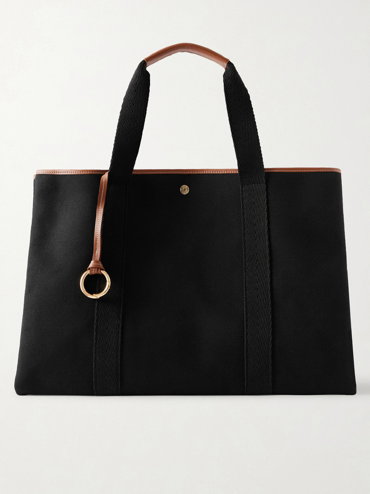 Traversée Large Leather-Trimmed Herringbone Canvas Tote