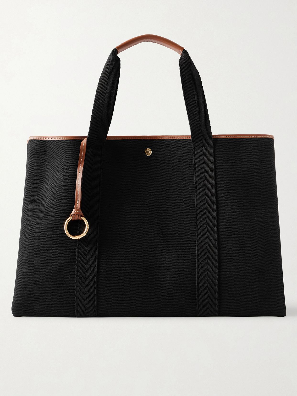 Traversée large leather-trimmed herringbone canvas tote