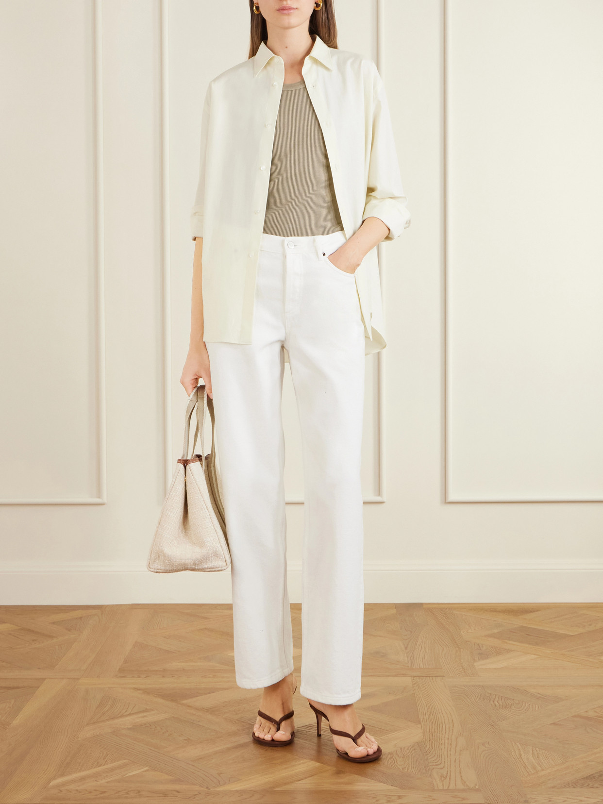Traversée Medium Leather-Trimmed Tweed Tote