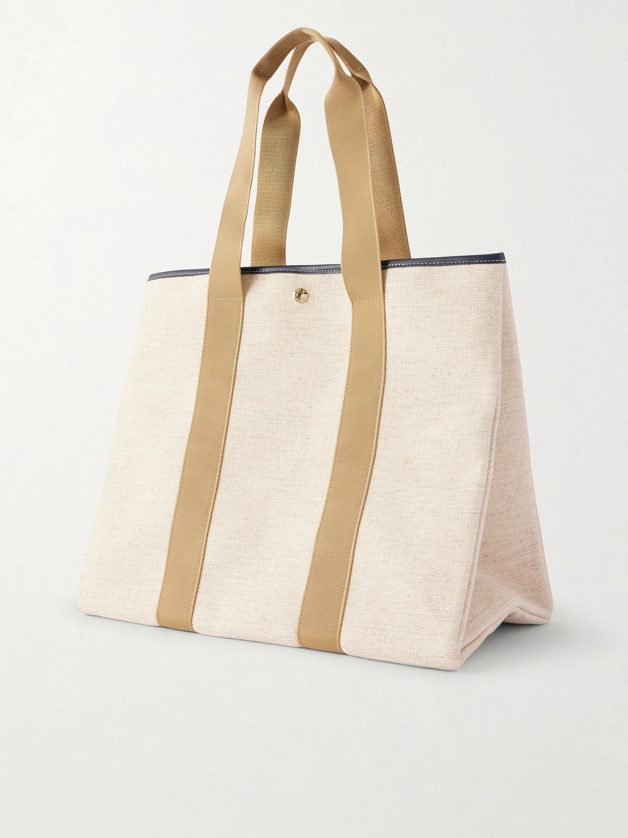 Traversée Large Leather-Trimmed Linen Tote