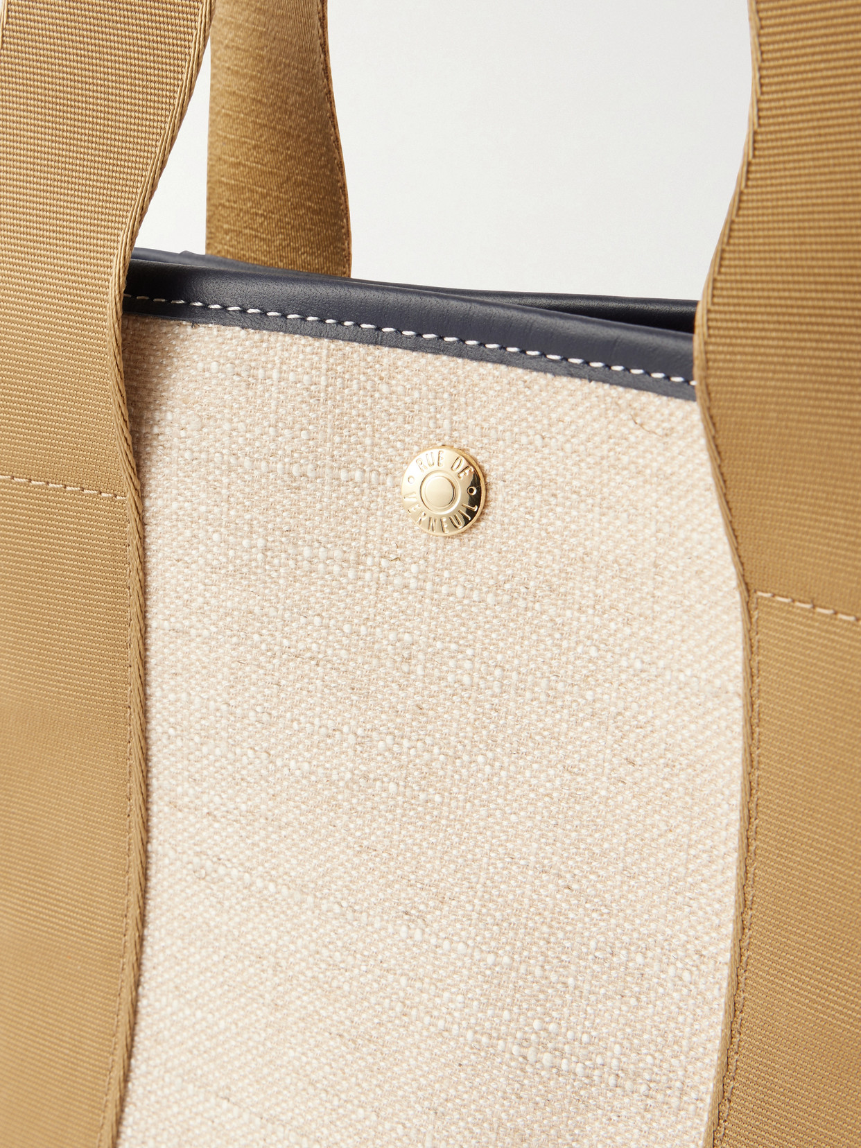 Traversée Large Leather-Trimmed Linen Tote