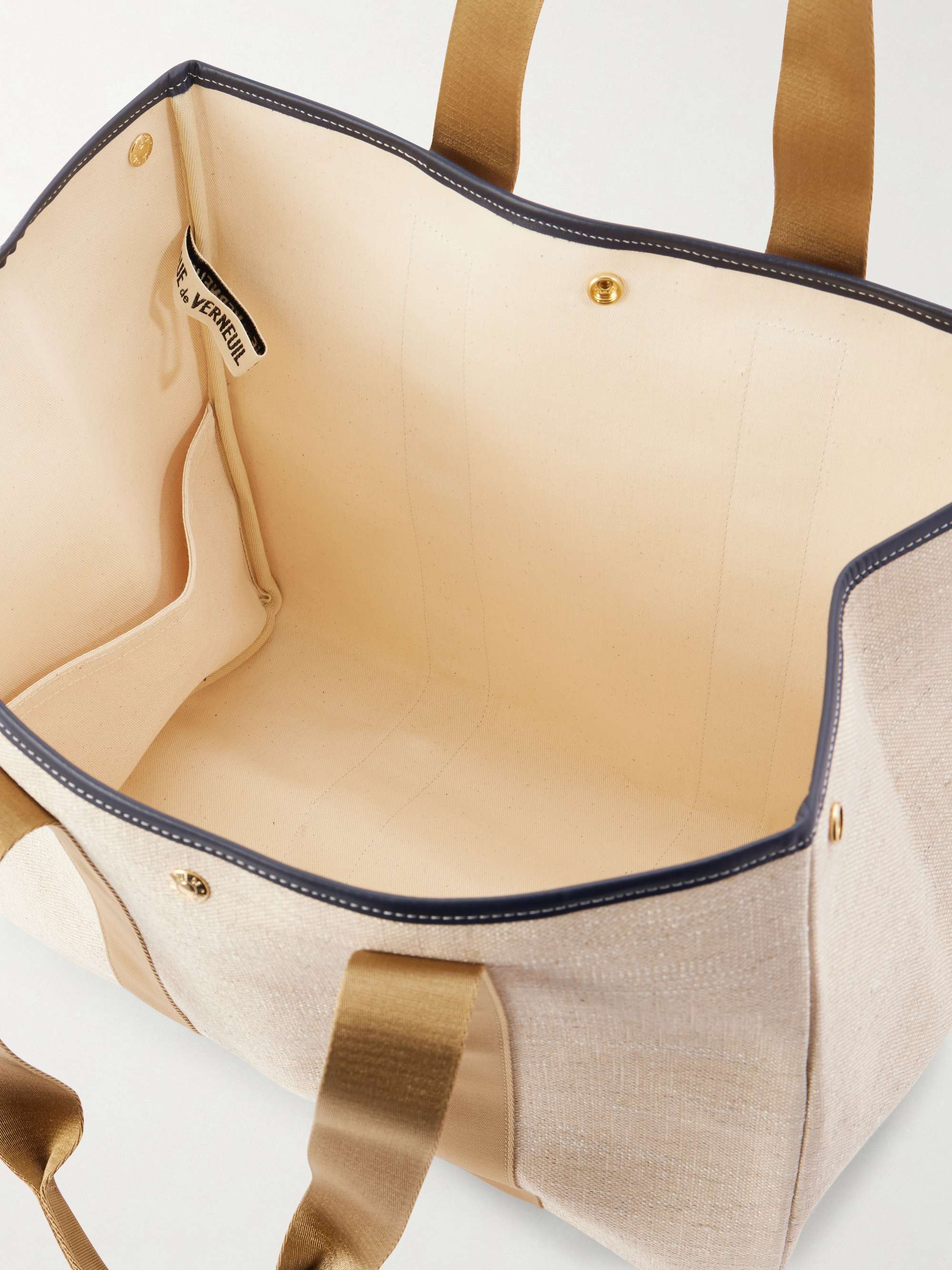 RUE DE VERNEUIL Traversée large leather-trimmed linen tote | NET-A