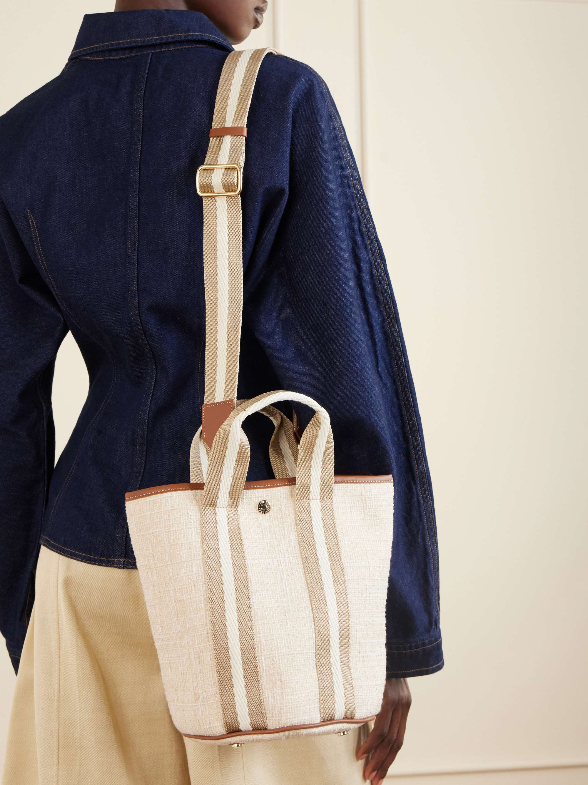 RUE DE VERNEUIL Cruise small leather-trimmed tweed tote | NET-A-PORTER