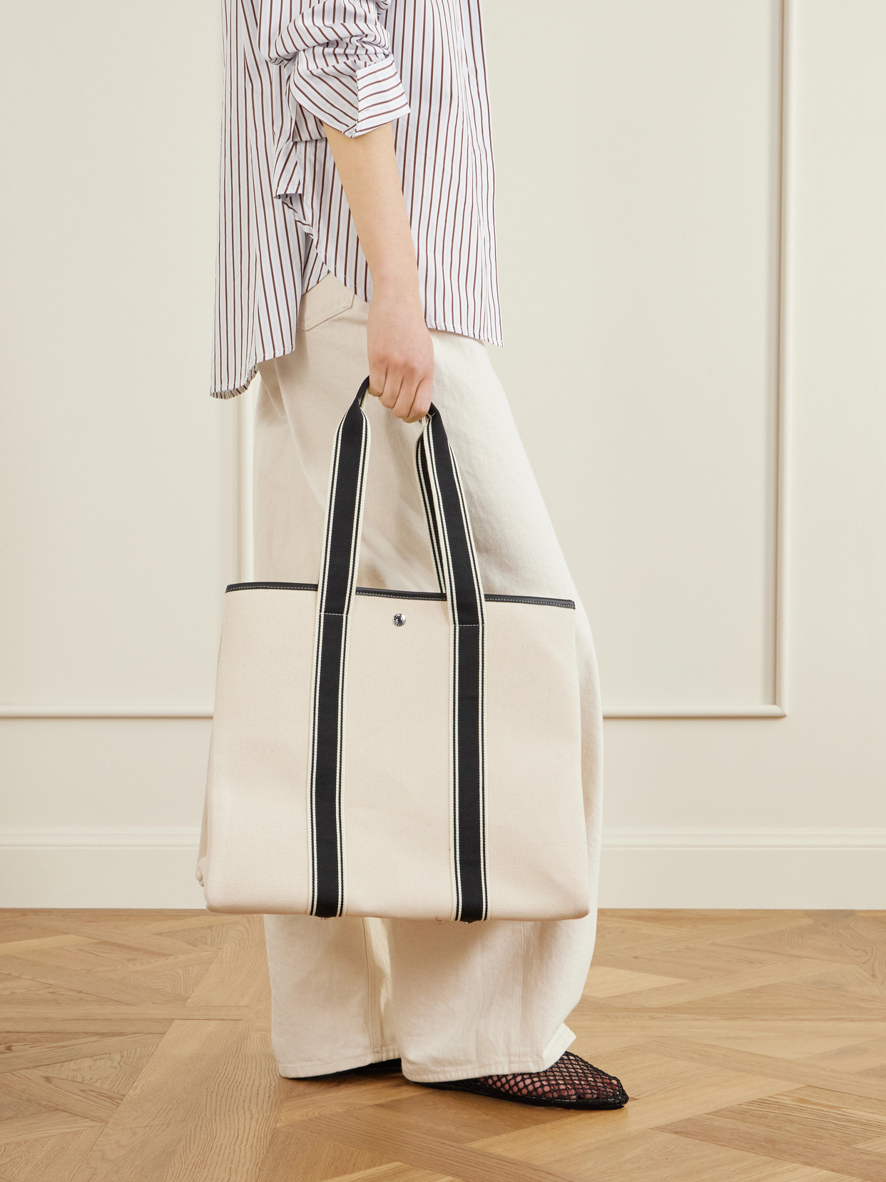 Traversée Large Leather-Trimmed Canvas Tote
