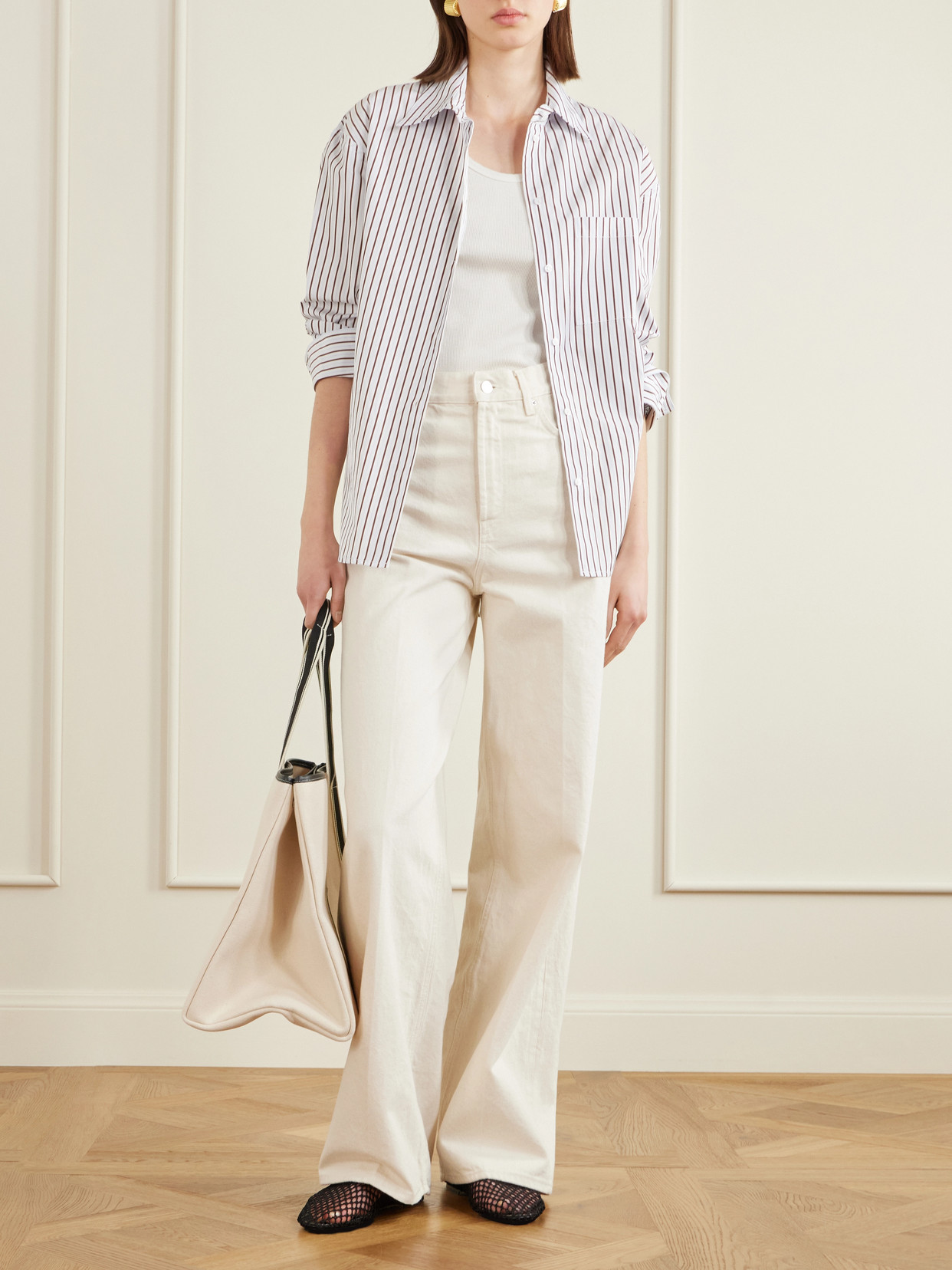 Traversée Large Leather-Trimmed Canvas Tote