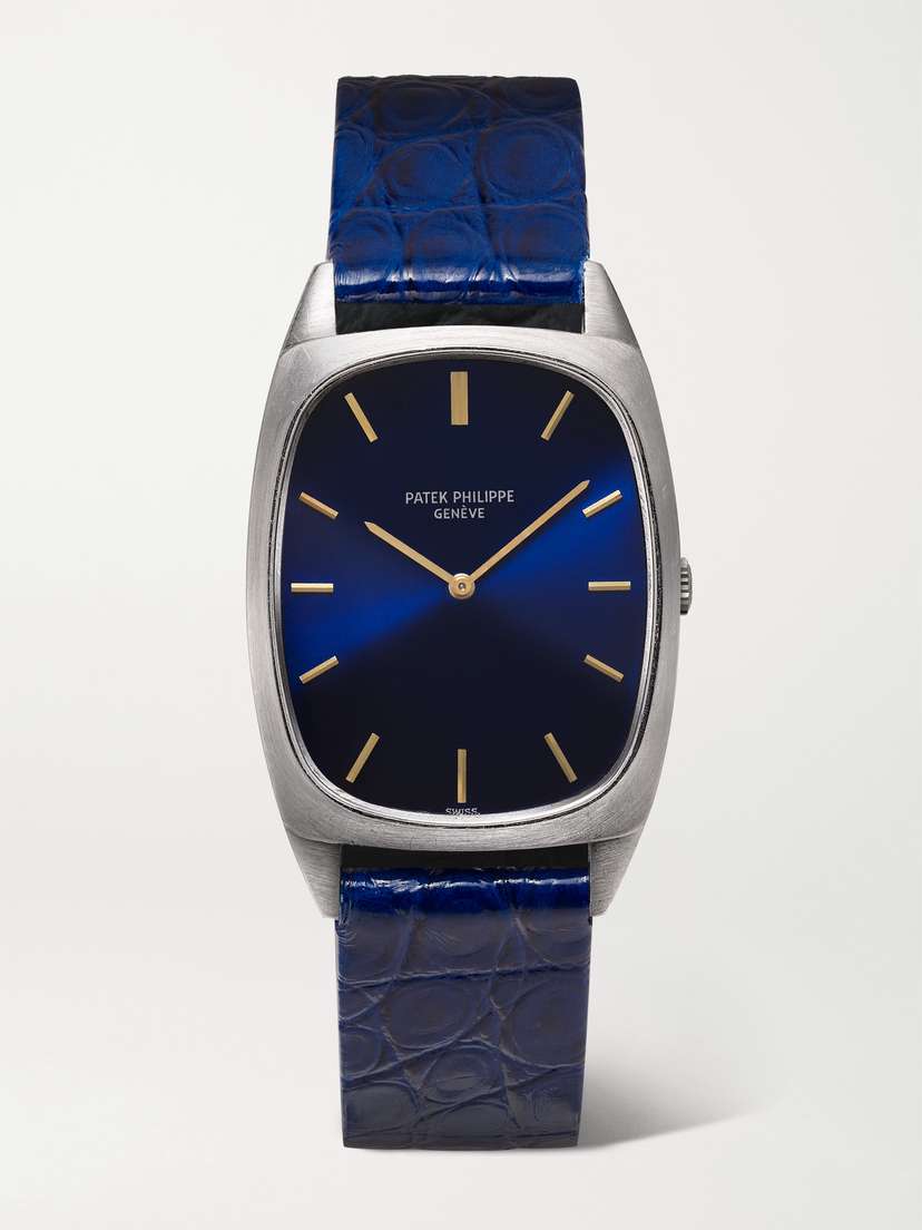 Stephanie Windsor + Patek Philippe Vintage 1970s Ellipse Hand-wound 26mm 18-karat White Gold And Lizard Watch