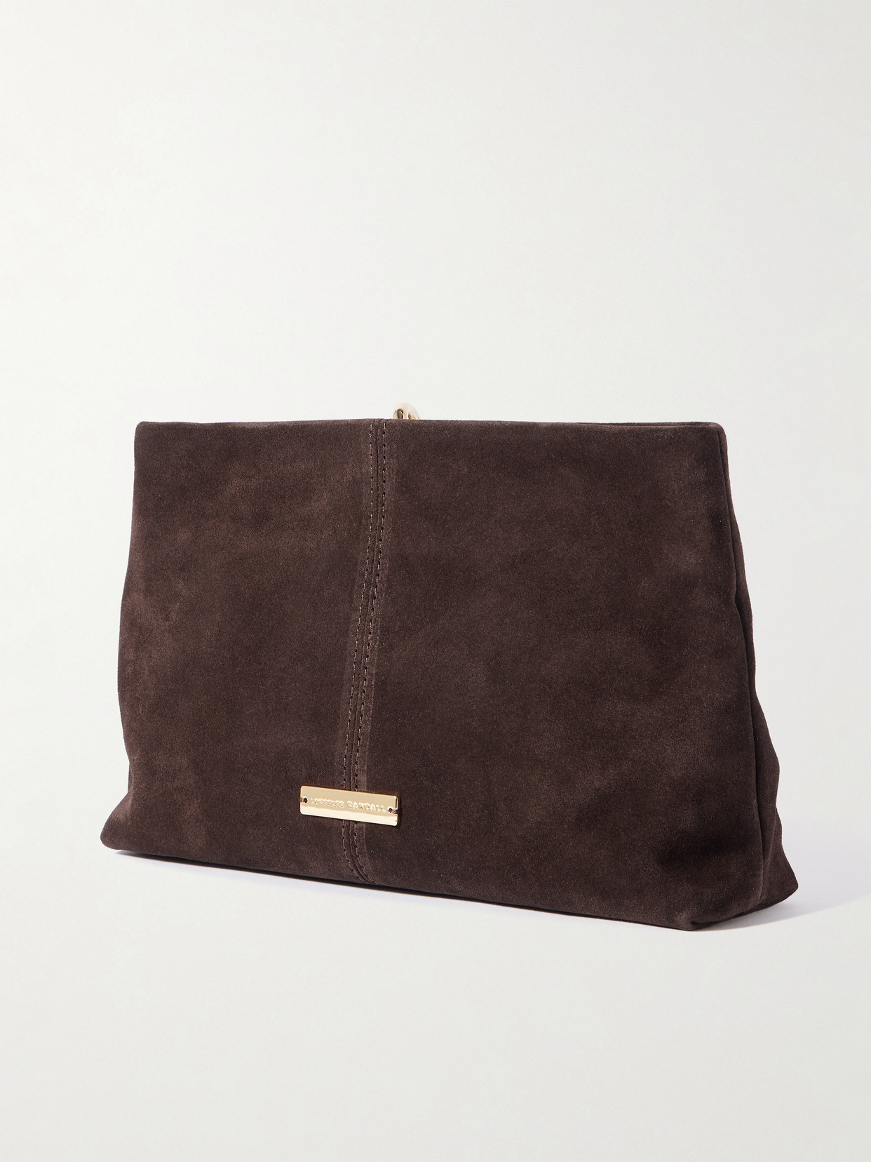 Loeffler Randall Corrine Gathered Suede Clutch In Brown