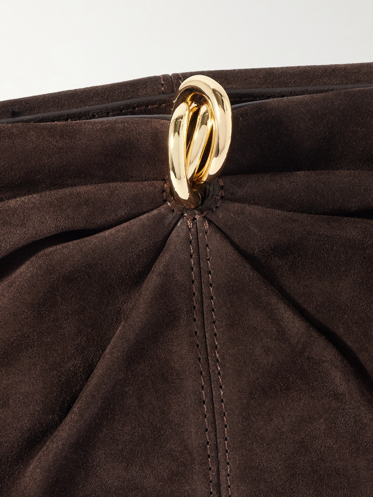 Loeffler Randall Corrine Gathered Suede Clutch In Brown