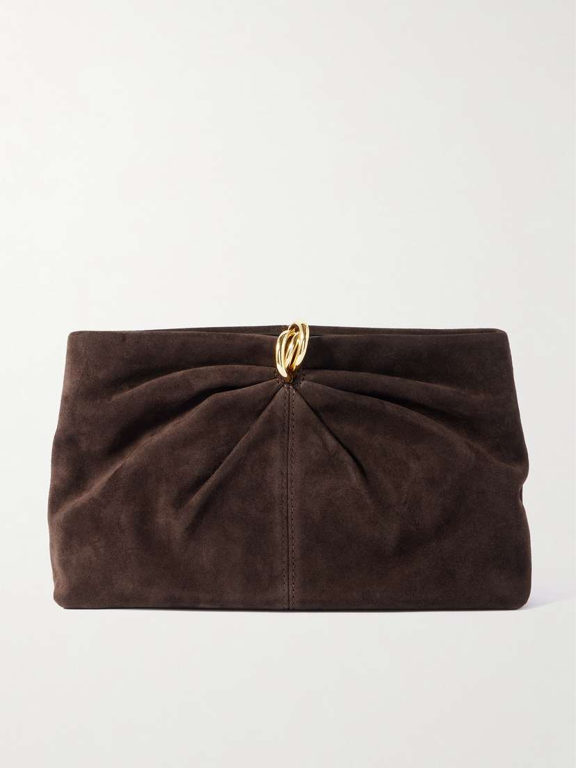 Loeffler Randall Corrine Gathered Suede Clutch