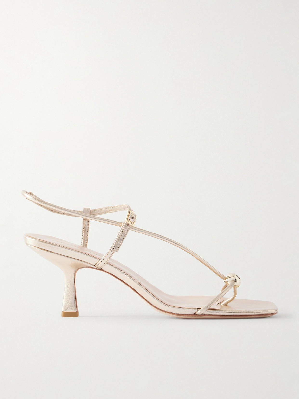 Loeffler Randall Triana Embellished Metallic Leather Sandals In White