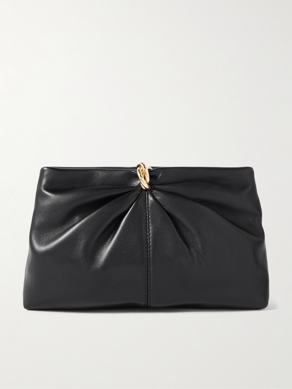 Loeffler Randall Corrine Gathered Leather Shoulder Bag In Black