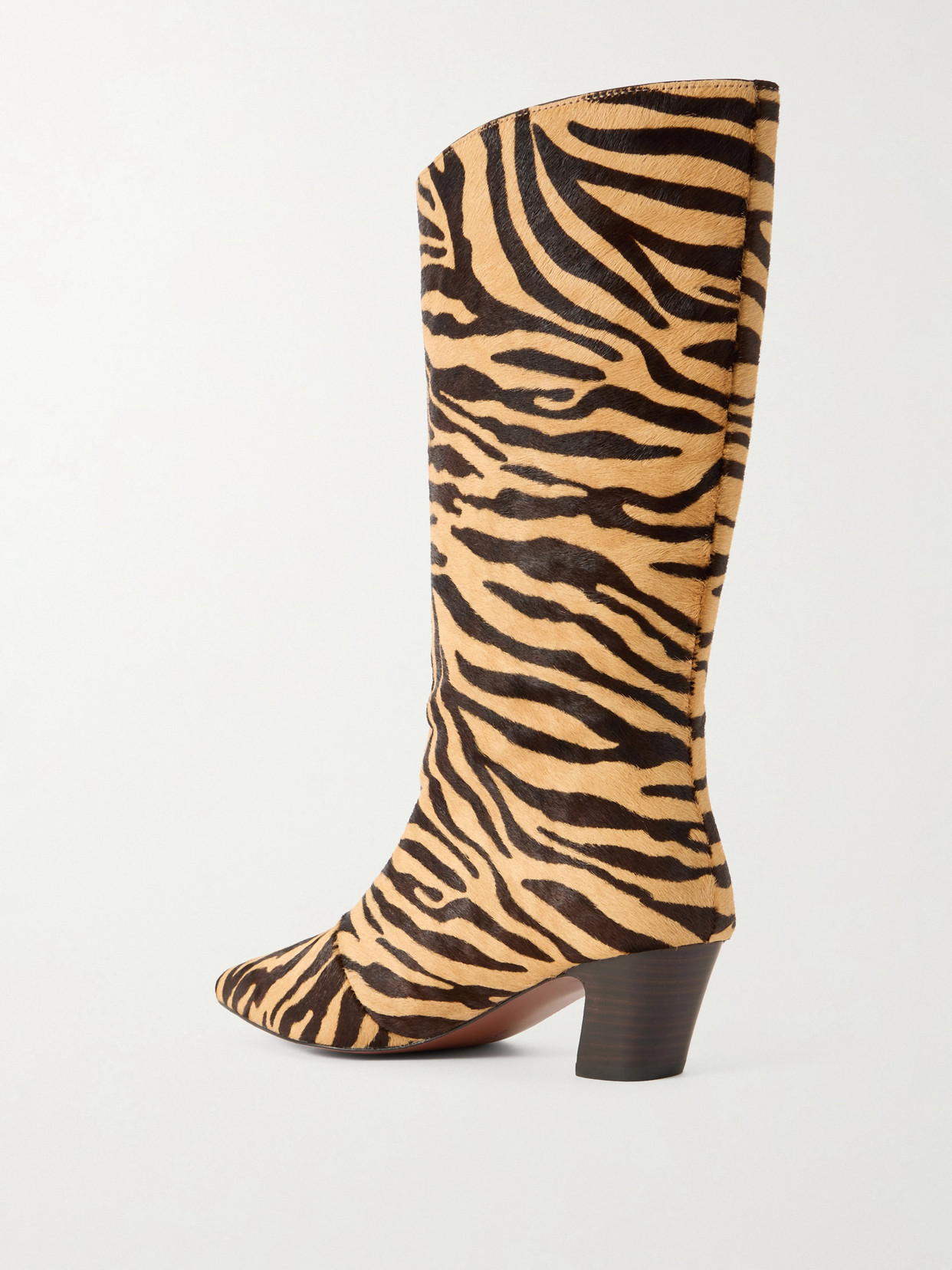 Cleo Zebra-Print Calf Hair Knee Boots