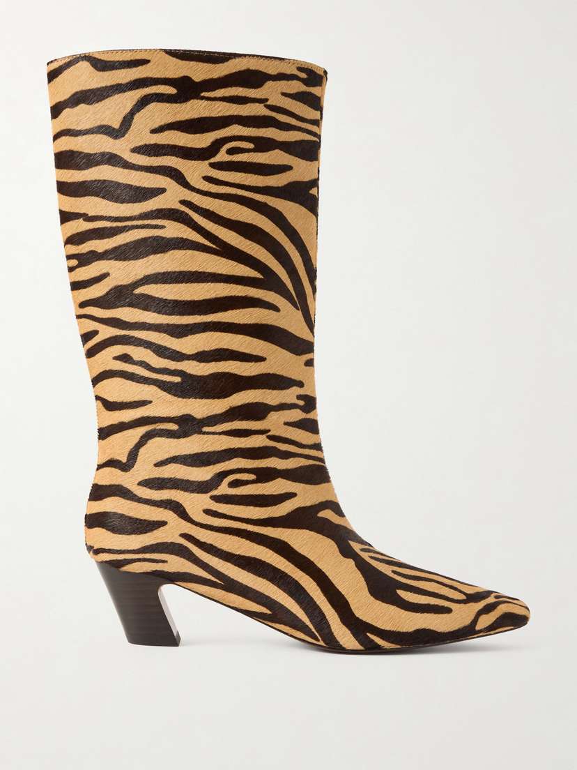 Loeffler Randall Cleo Zebra-print Calf Hair Knee Boots