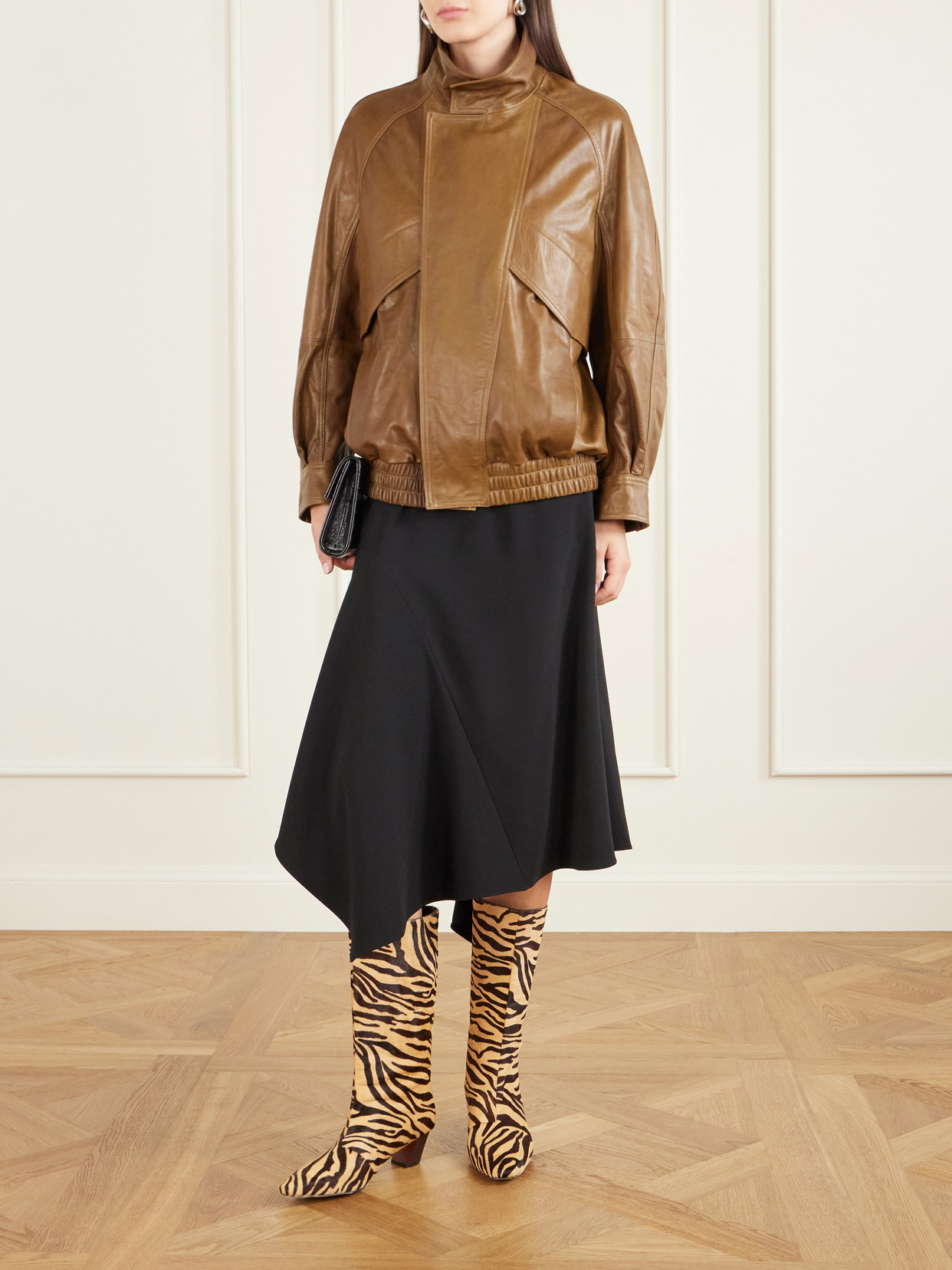 Cleo Zebra-Print Calf Hair Knee Boots