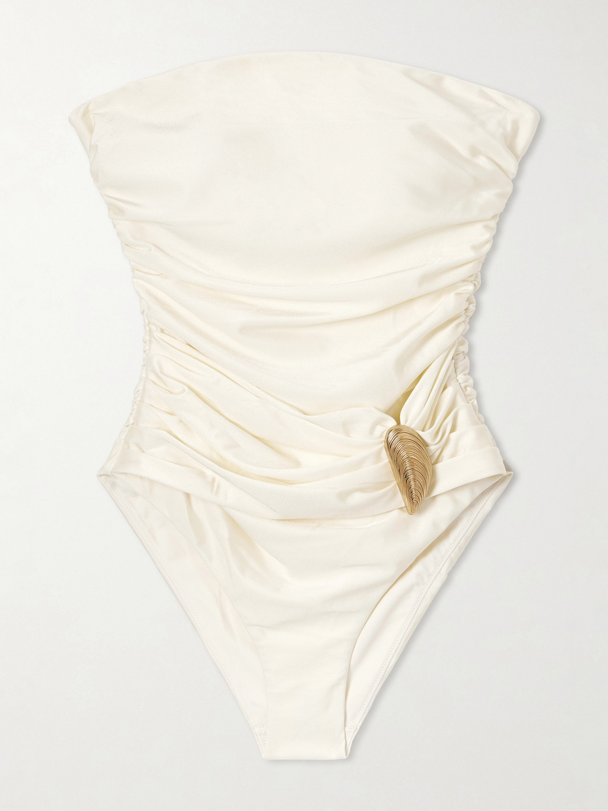 Simkhai Lorena Strapless Embellished Swimsuit In Neutral