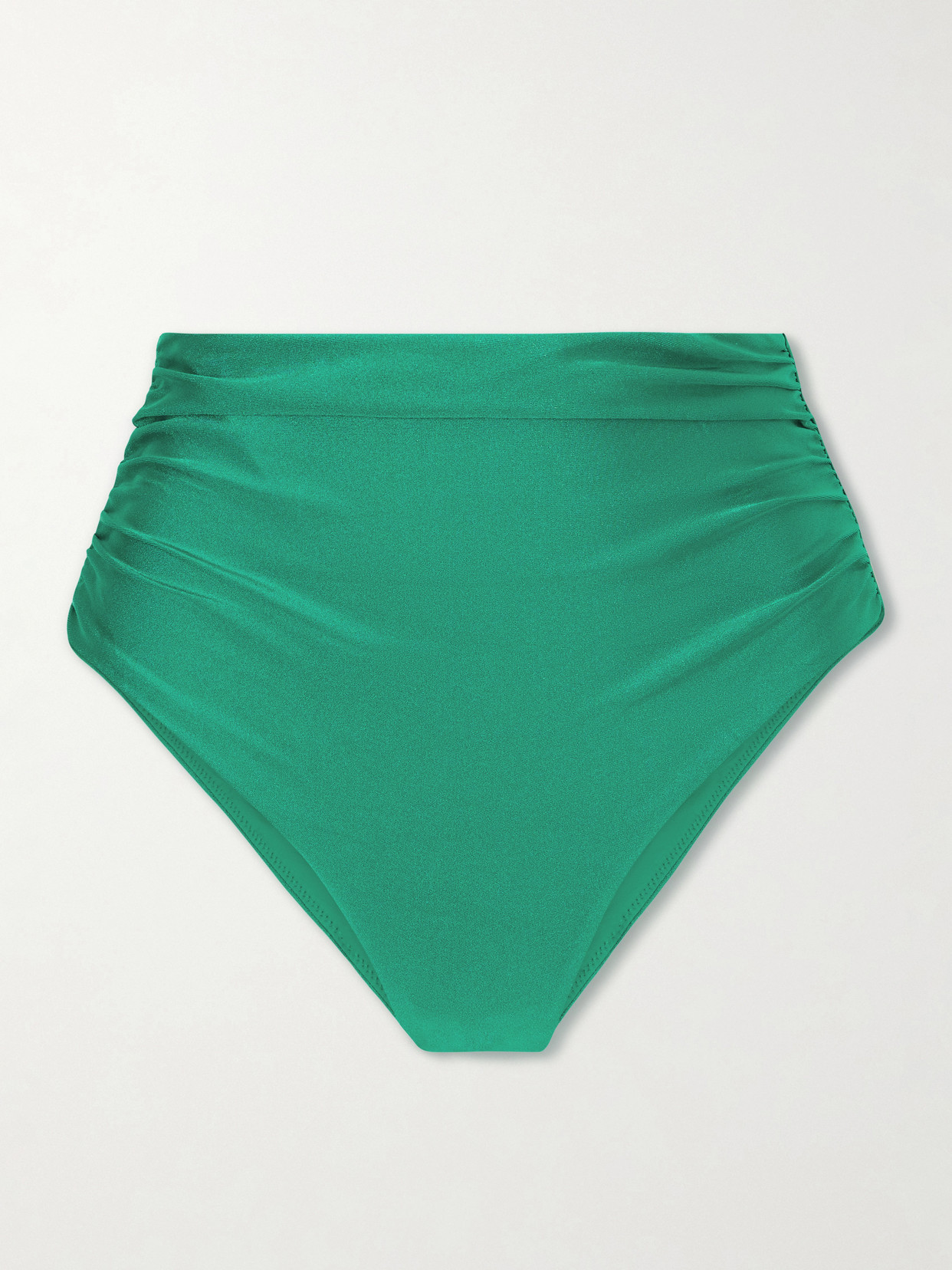 Simkhai Teya High Waisted Ruched Bikini Bottom In Green