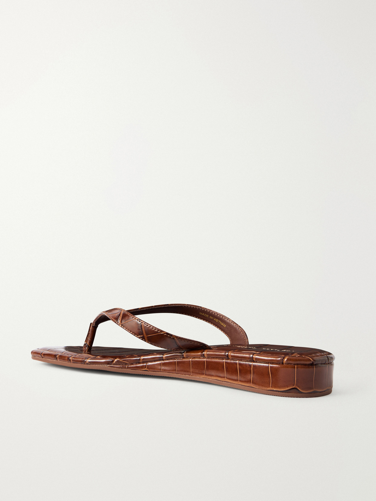 Loeffler Randall Lina Croc-effect Leather Thong Sandals In Brown