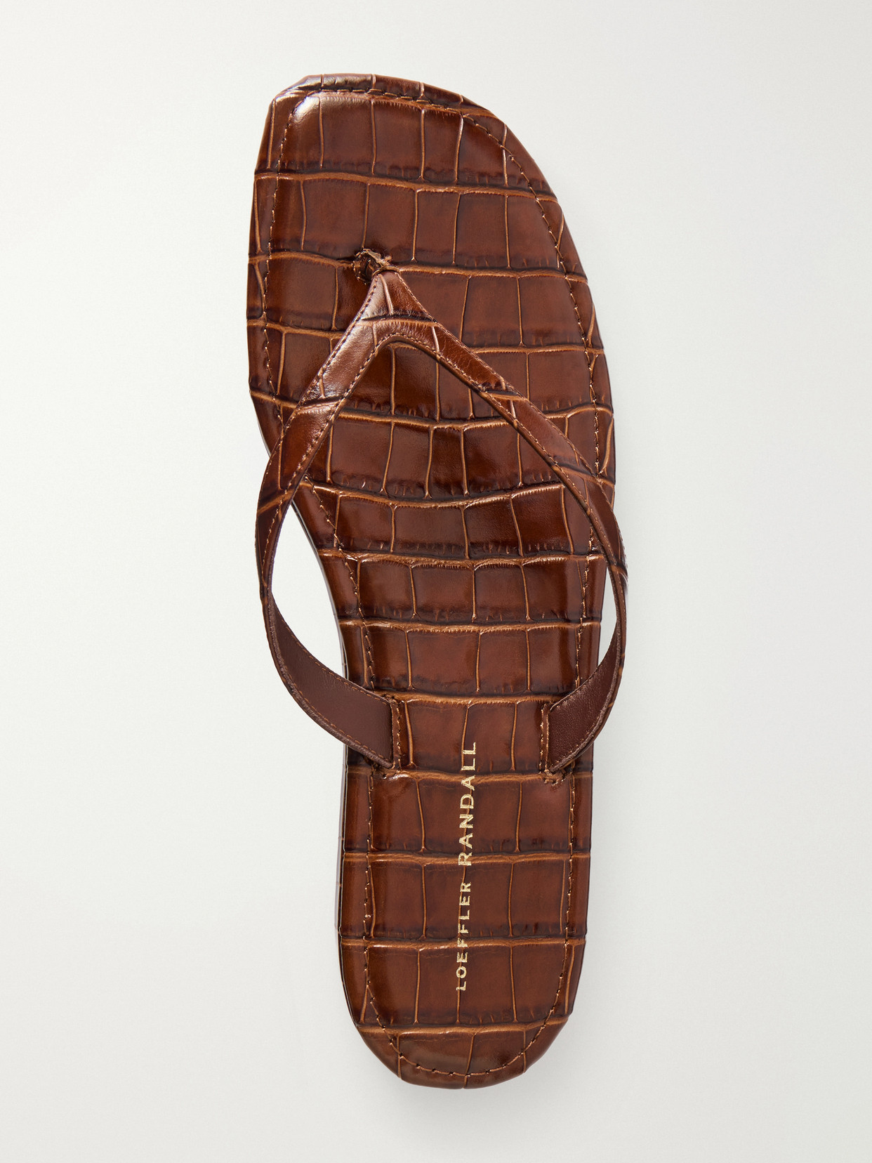 Loeffler Randall Lina Croc-effect Leather Thong Sandals In Brown