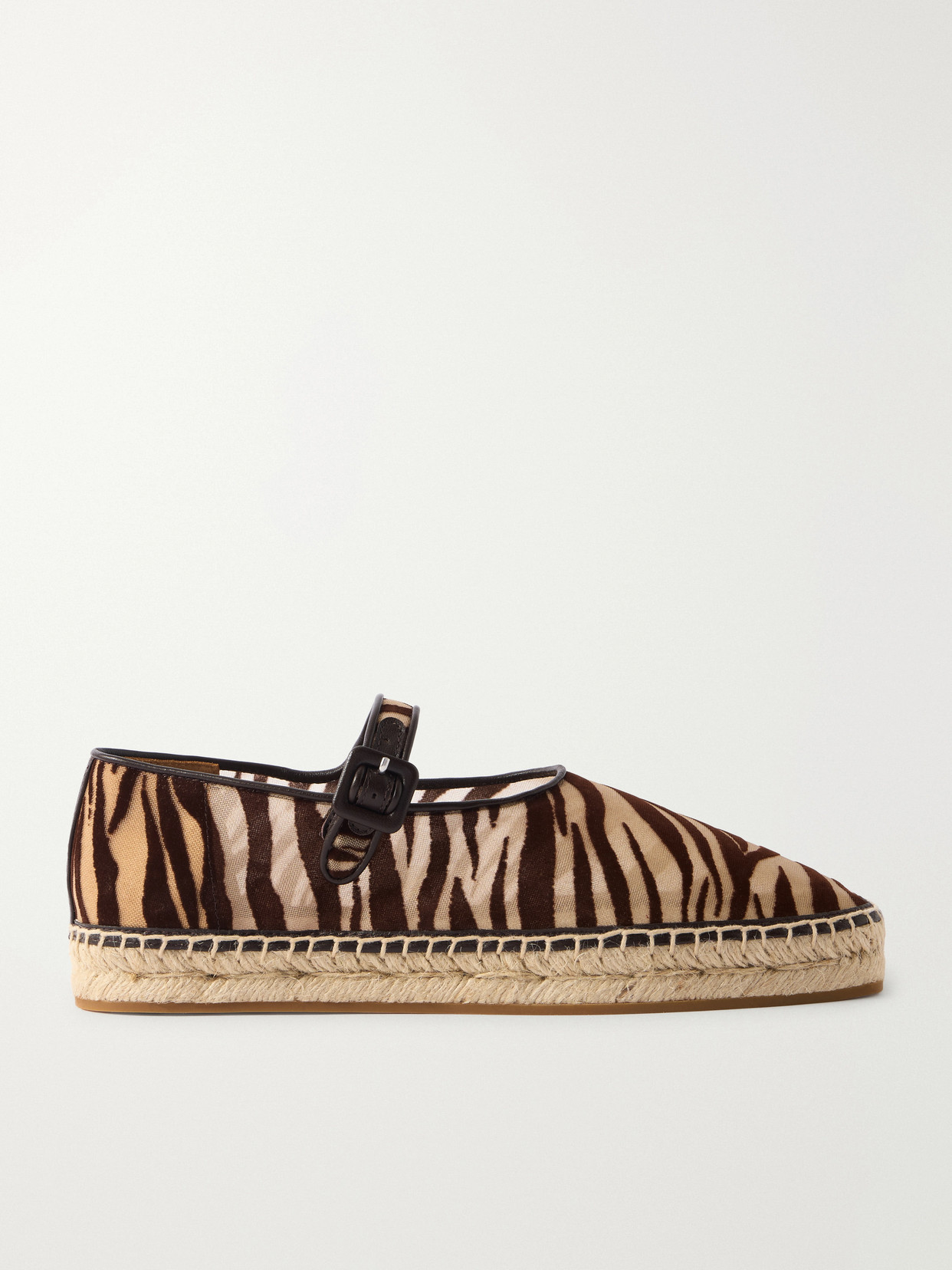 Loeffler Randall Leather-trimmed Flocked Mesh Ballet Flats In Black