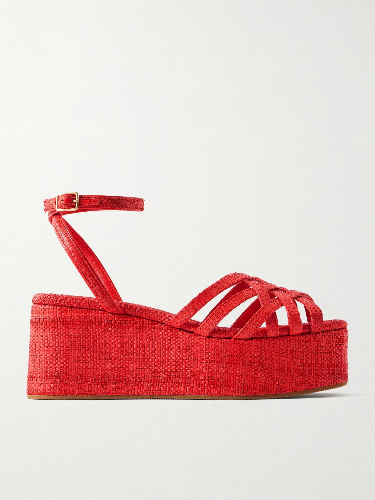 Loeffler Randall Channing Raffia Platform Sandals In Red
