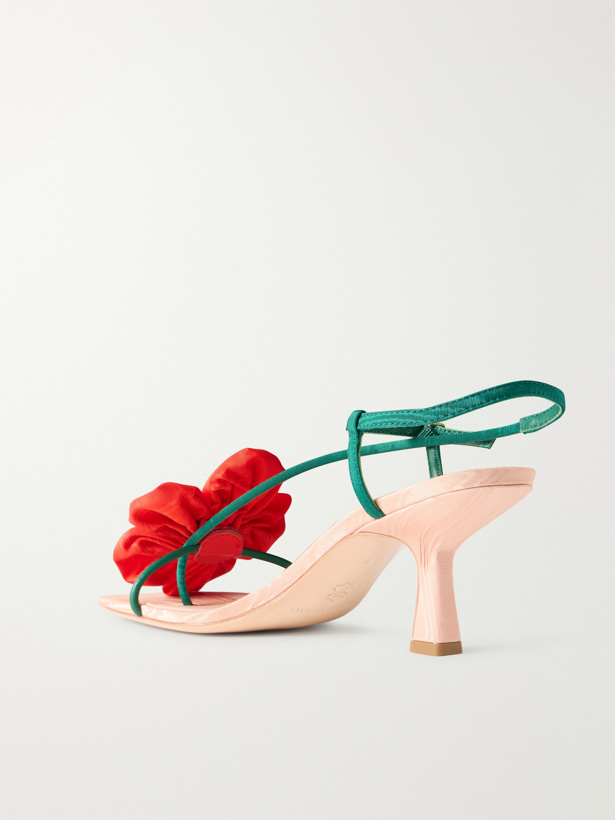 Frank Appliquéd Leather-Trimmed Grosgrain Slingback
