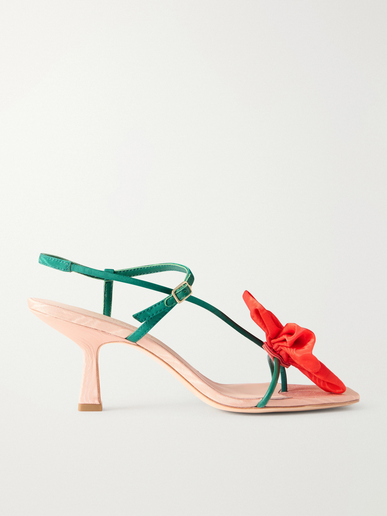 Frank Appliquéd Leather-Trimmed Grosgrain Slingback