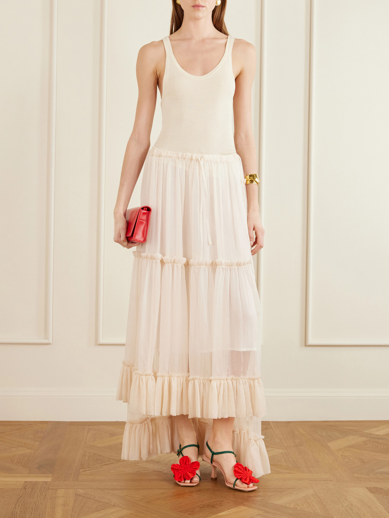 Frank Appliquéd Leather-Trimmed Grosgrain Slingback
